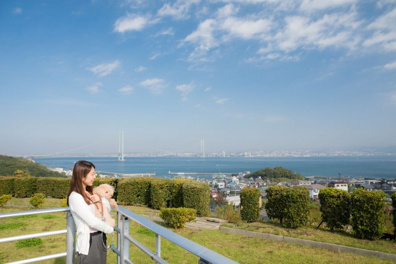 【淡路SA】明石海峡大橋を一望