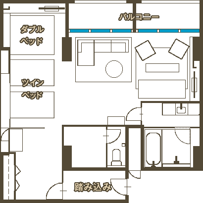 ドッグフレンドリー グランデルーム（タイルフロア）の間取り図