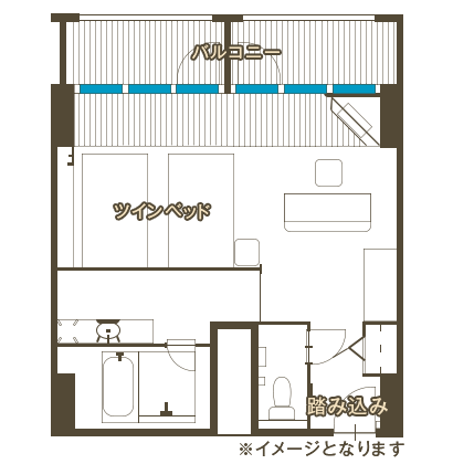 ドッグフレンドリー スタンダードルーム（カーペットフロア）の間取り図