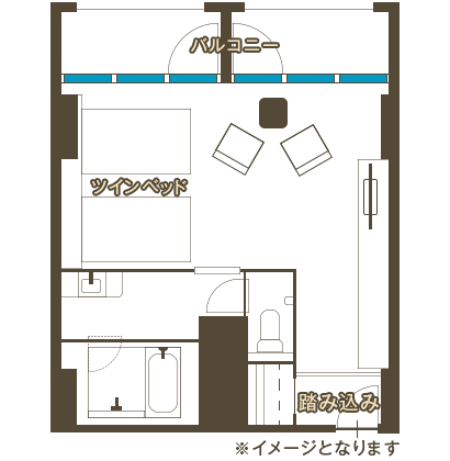 ドッグフレンドリー スタンダードルーム（タイルフロア）の間取り図