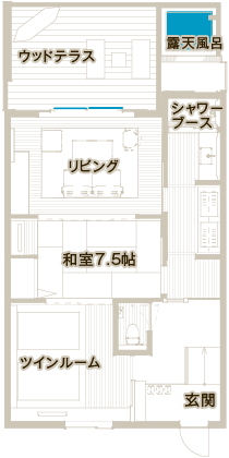 ドッグフレンドリー 温泉露天風呂付ヴィラ TypeB の間取り図