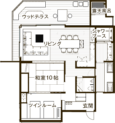 温泉露天風呂付ドッグフレンドリーヴィラ TypeA 間取り図