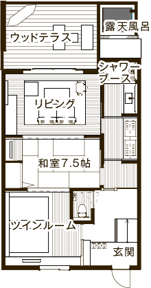 温泉露天風呂付ドッグフレンドリーヴィラ TypeB 間取り図