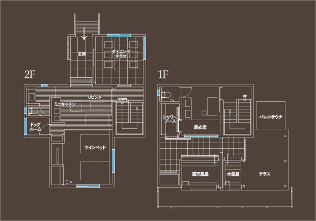 温泉露天風呂付2階建てレジデンスハウス 間取り図